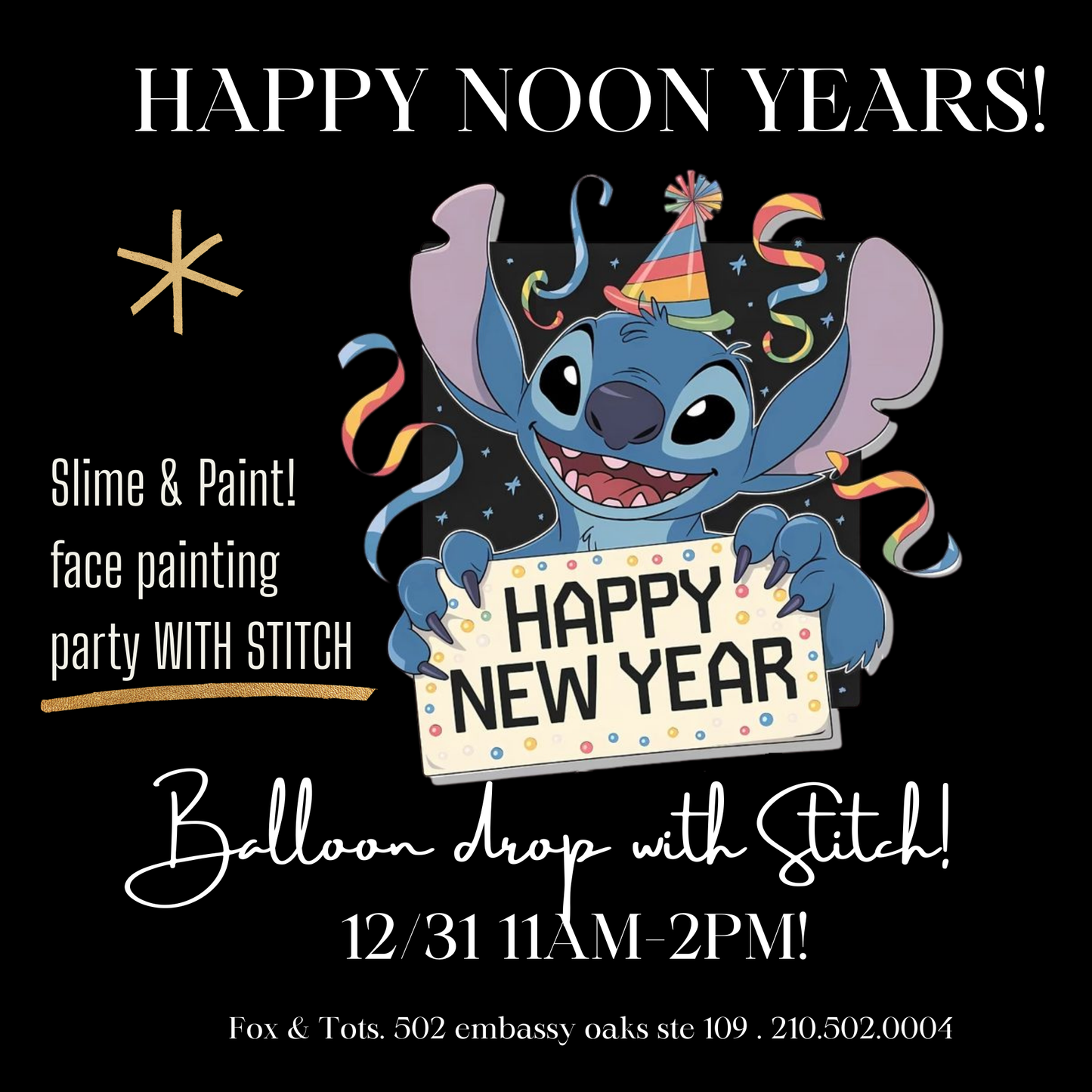 NOON YEARS COUNTDOWN W STITCH! - slime & paint! 12/31 11am-2pm