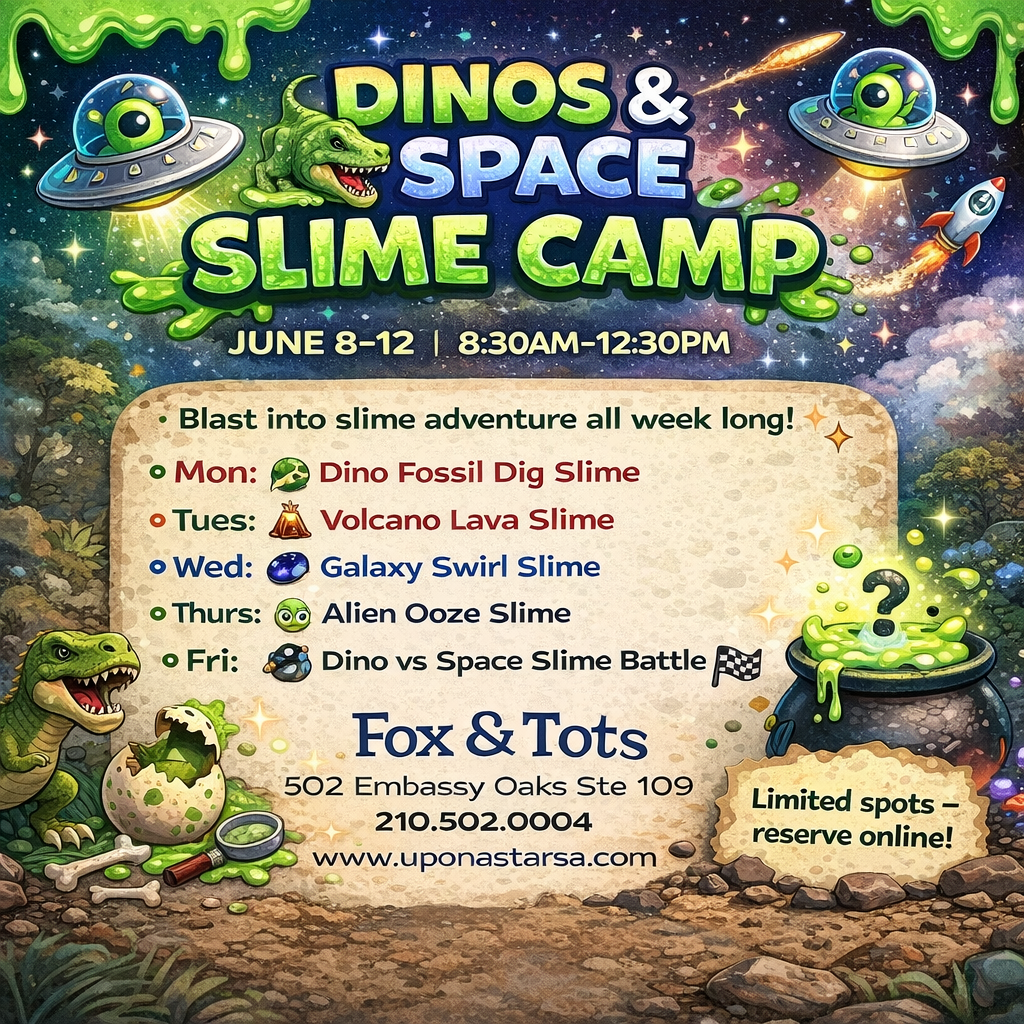 JUNE SUMMER SLIME CAMP WEEK 2 DINOS & SPACE JUNE 8-12th 8:30-12:30pm