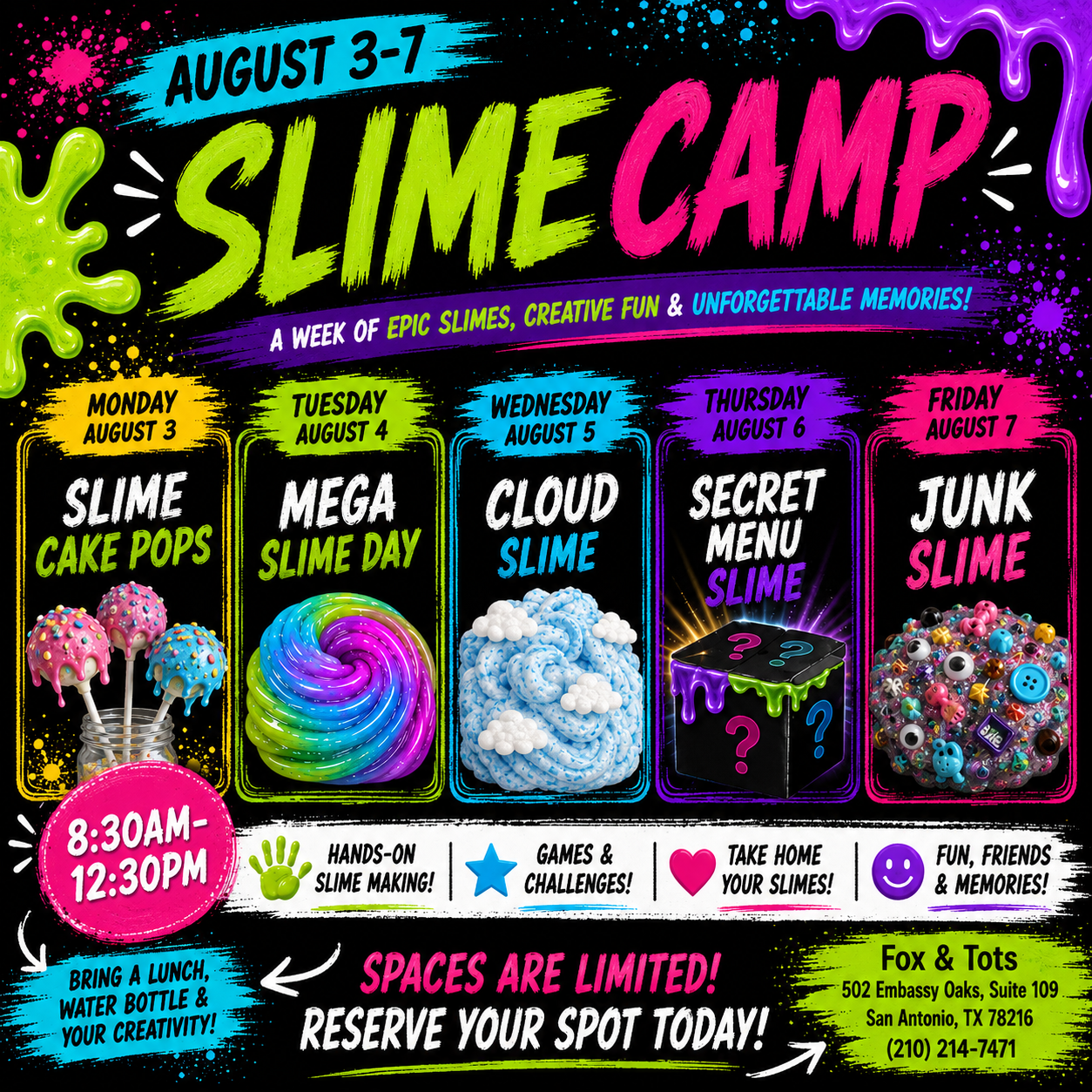 August WEEK 10 summer camp 8/3-8/7