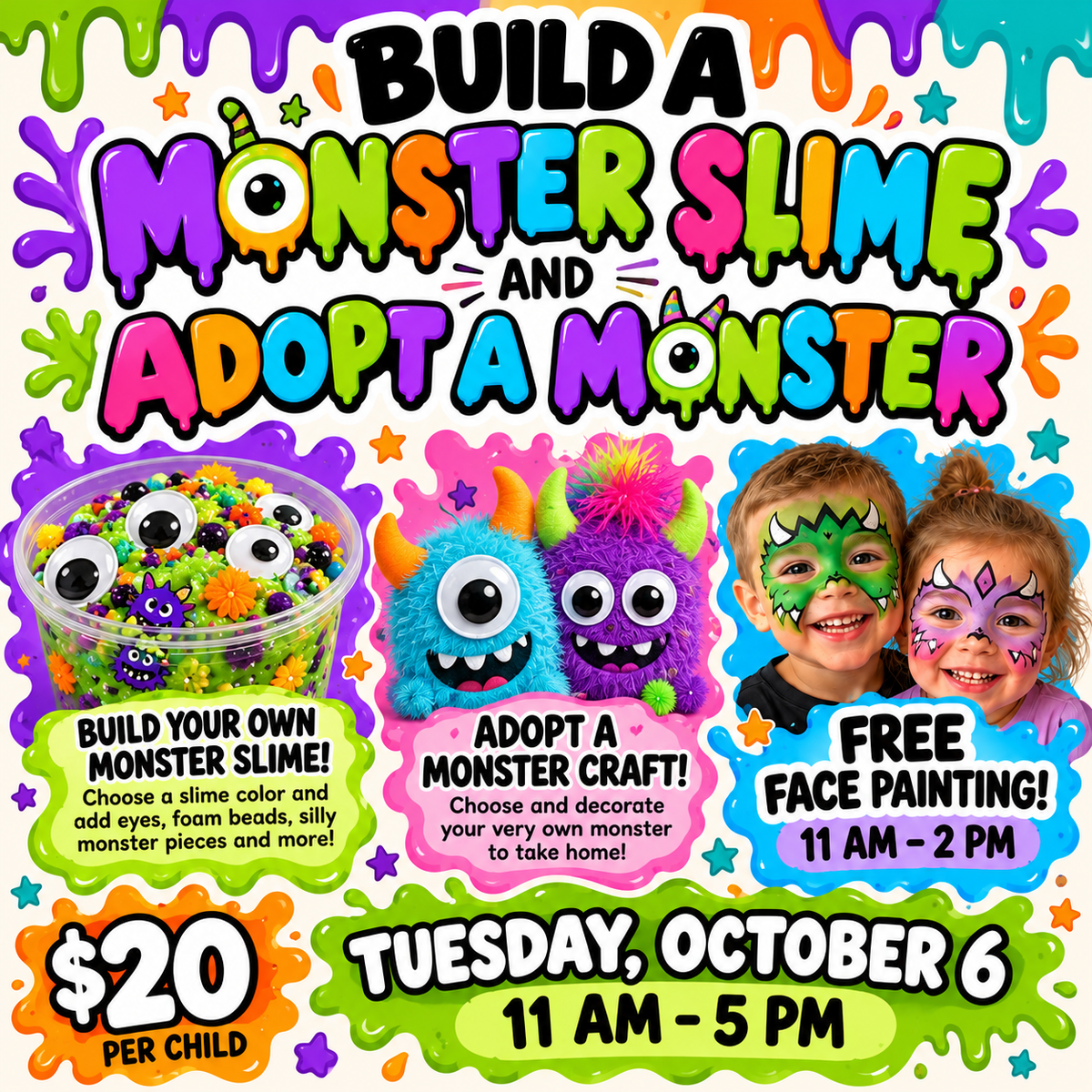 MONSTER MASH 11am-5pm (face painting 11-2pm) come anytime