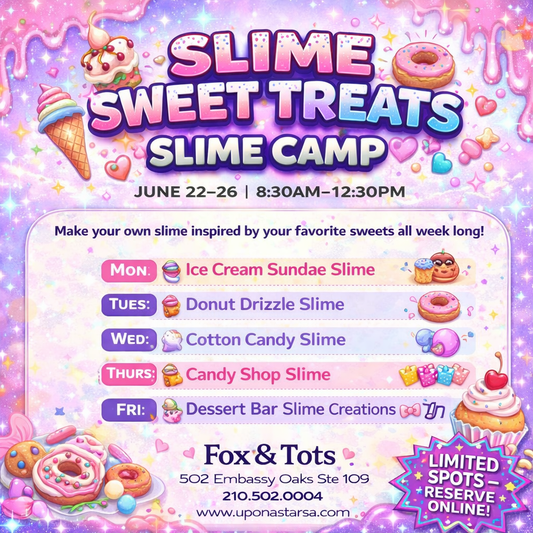 JUNE SUMMER SLIME CAMP WEEK 4  SLIME SWEET TREATS JUNE 22-26th 8:30-12:30pm