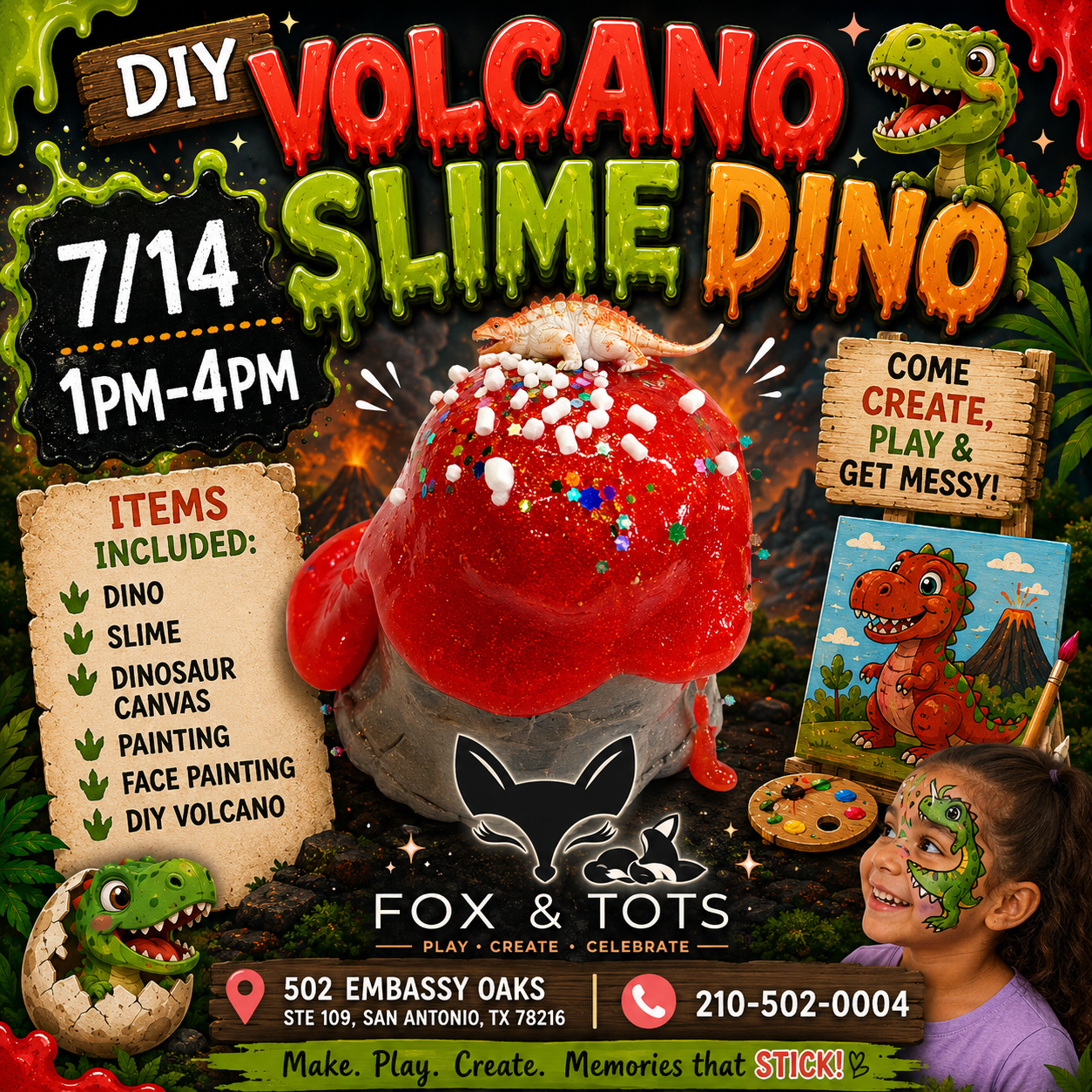JURASSIC SLIME ! 7/14 1pm-4pm - come any time!