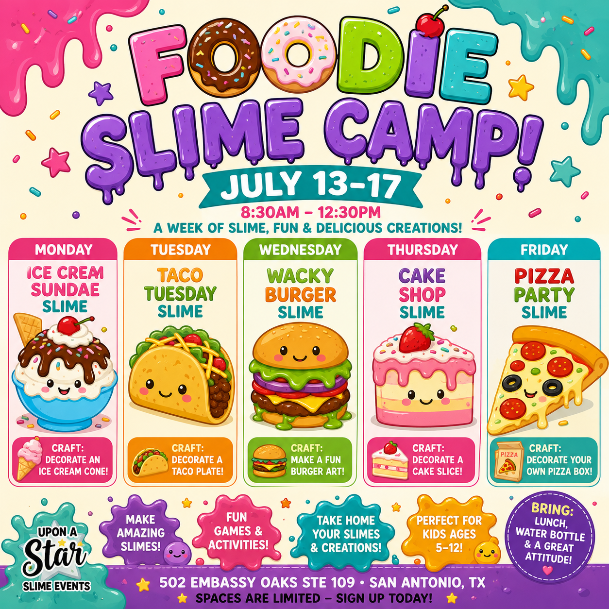 JULY WEEK 7 summer camp July 13-17-8:30-12:30