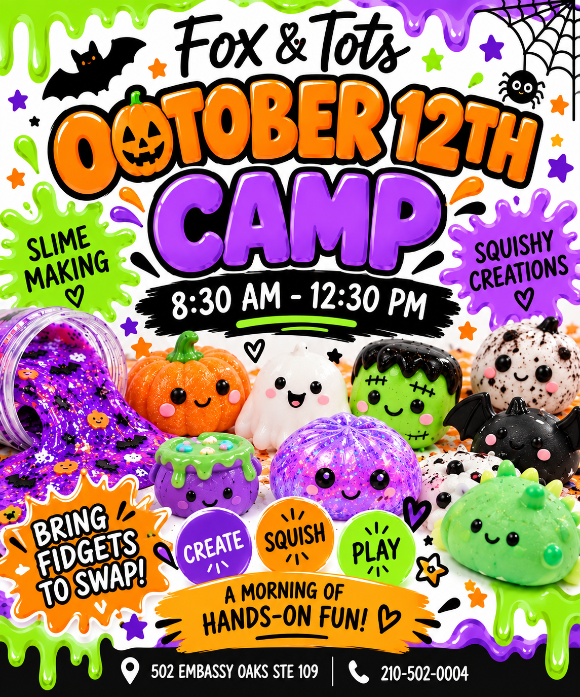 COLUMBUS DAY SLIME & DIY SQUISHY CAMP! 8:30-12:30