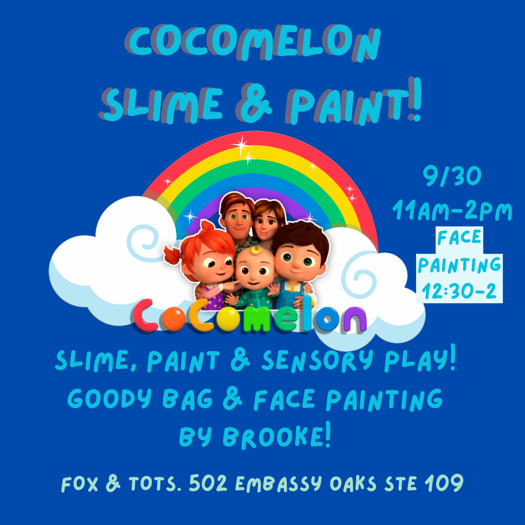 TODDLER TUESDAY COCOMELON 9/30 11-2 (face painting 12:30-2)